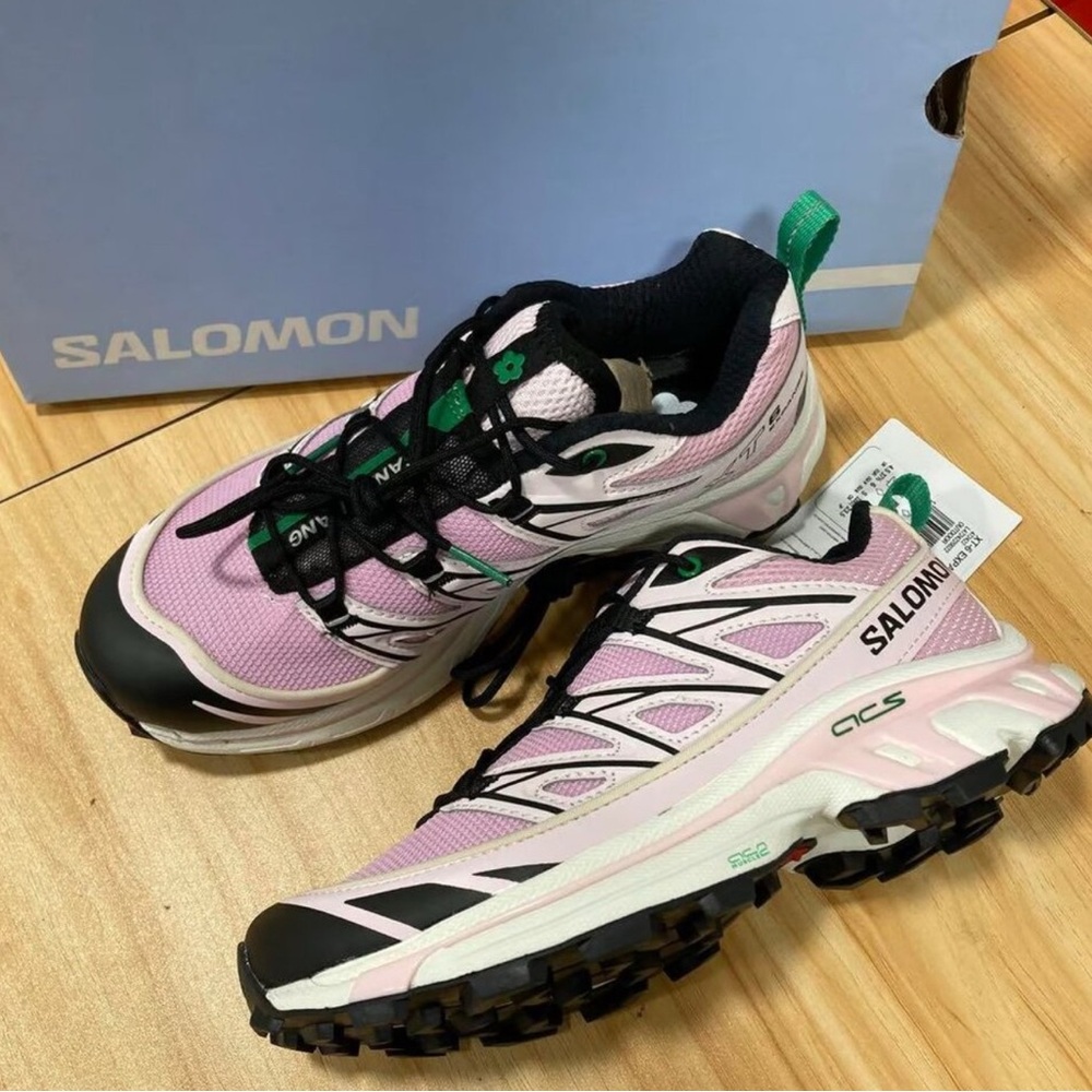 Salomon Pink and Black Athletic Shoes with Quick-Lace System